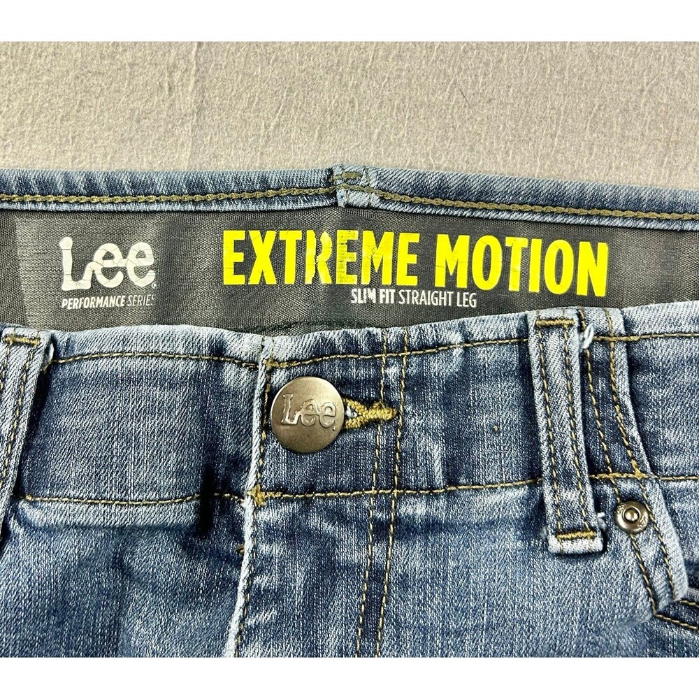 Lee Extreme Motion Mens Slim Fit Straight Leg Dark wash Jeans - Picture 5 of 11